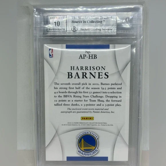 Harrison Barnes Immaculate RC/Rookie Patch + Autograph basketball card